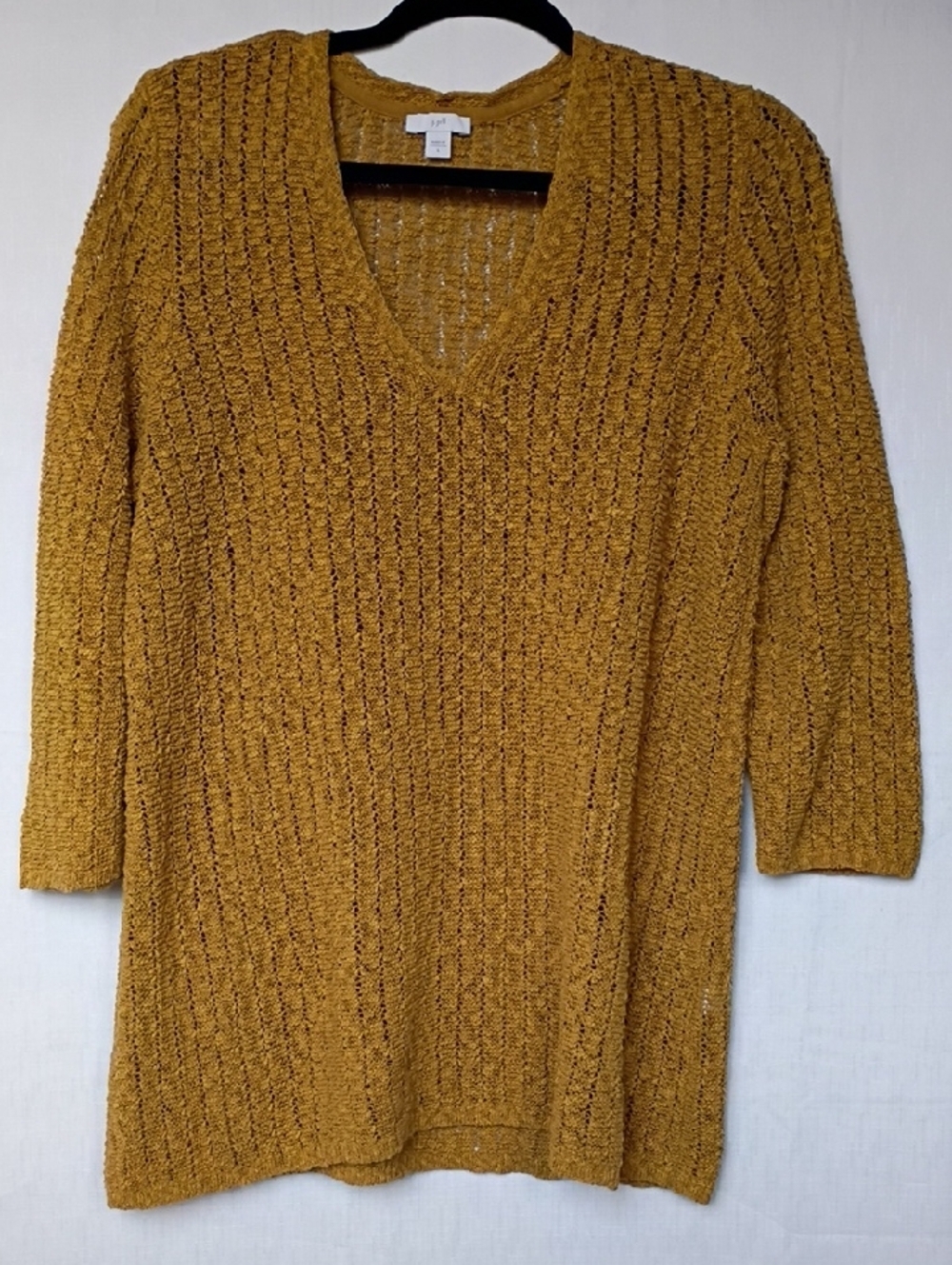 J. Jill Women's Mustard Textured V-Neck Sweater Tunic Size L